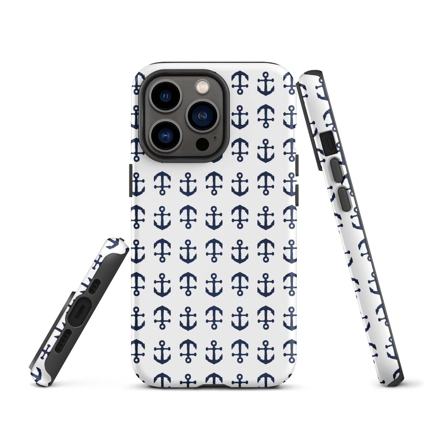 Anchor Toss iPhone Case - Navy on White