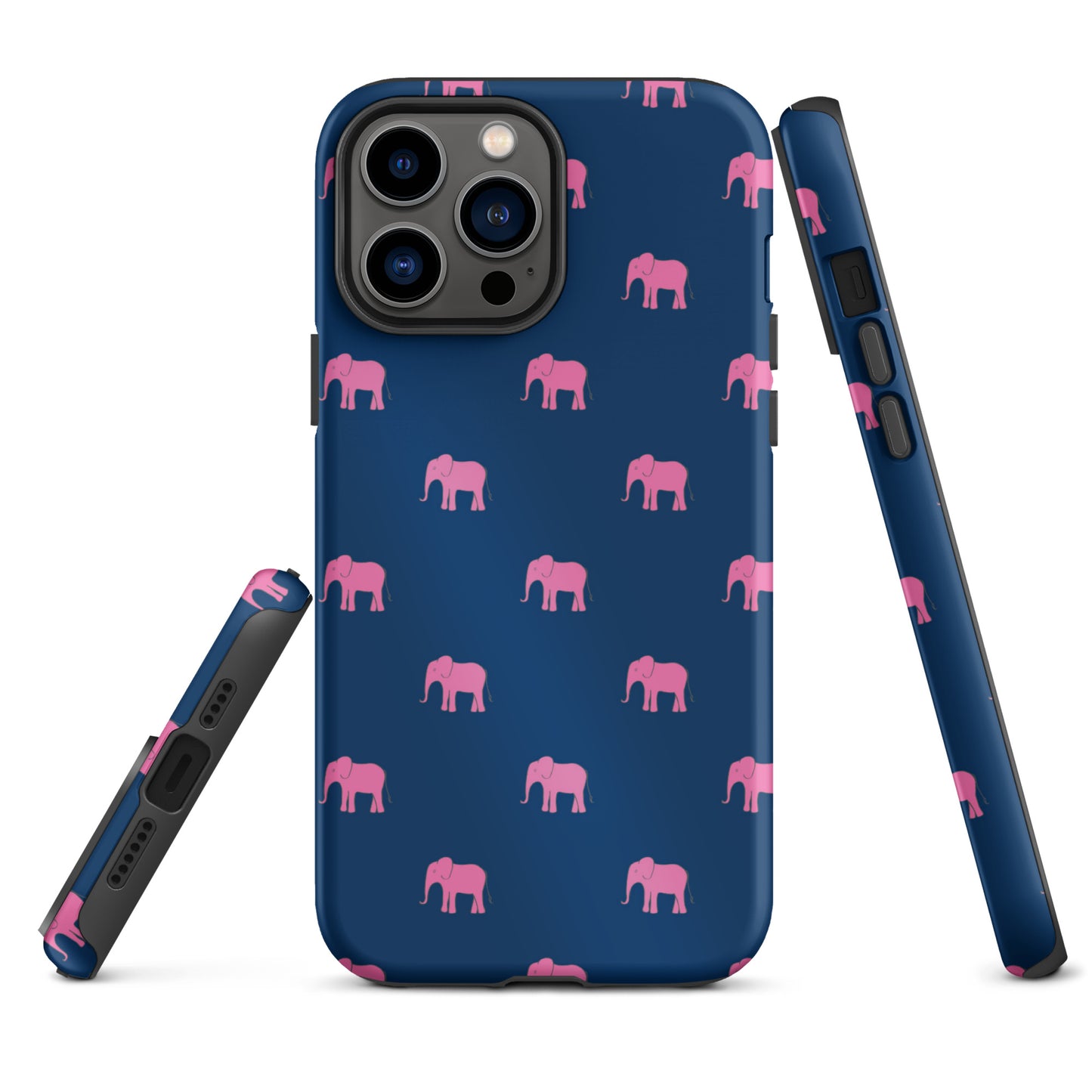 Elephant iPhone Case - Pink on Navy