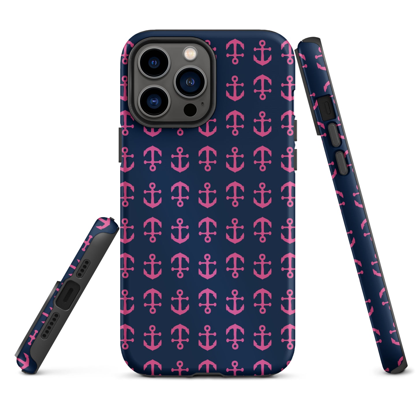 Anchor Toss iPhone Case - Pink on Navy