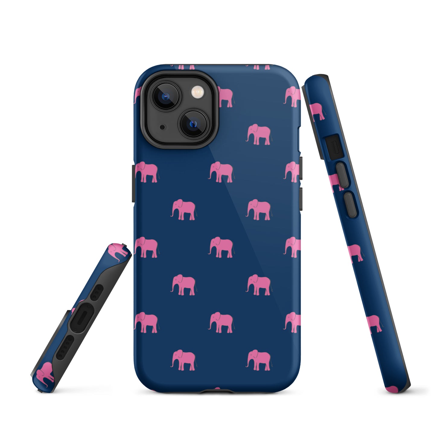 Elephant iPhone Case - Pink on Navy