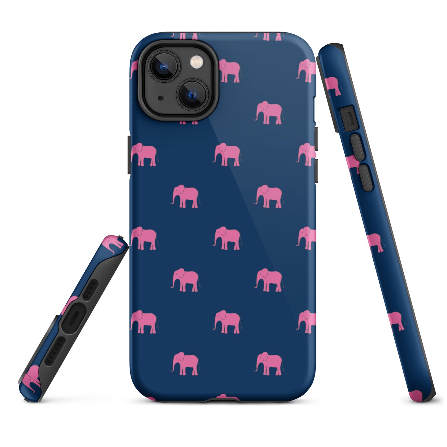 Elephant iPhone Case - Pink on Navy