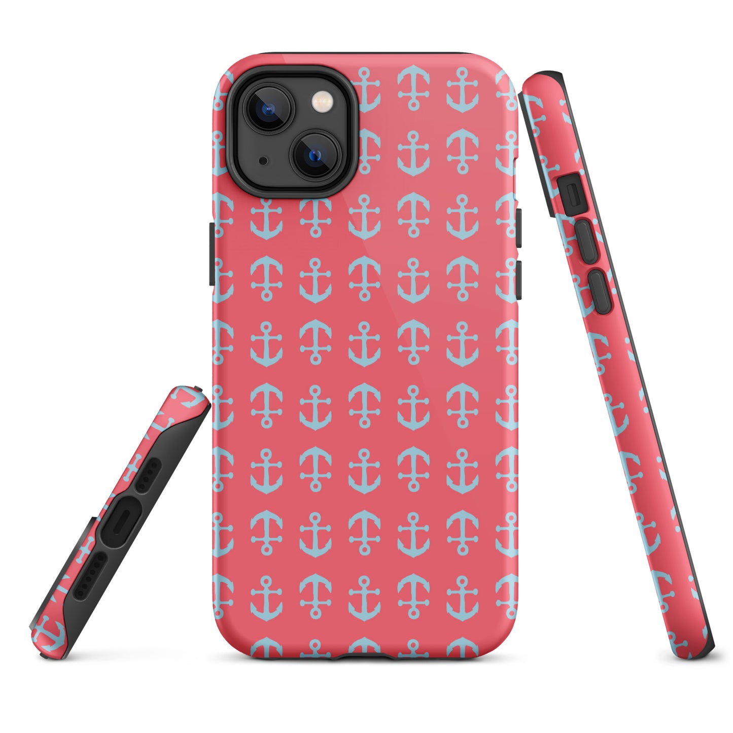 Anchor Toss iPhone Case - Lt. Blue on Coral