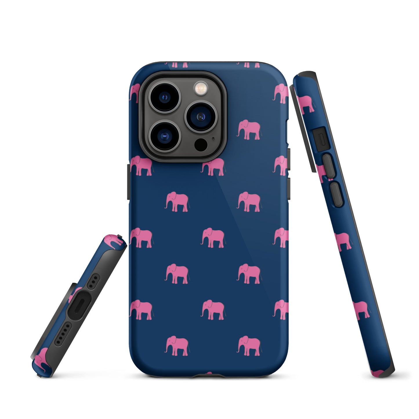 Elephant iPhone Case - Pink on Navy