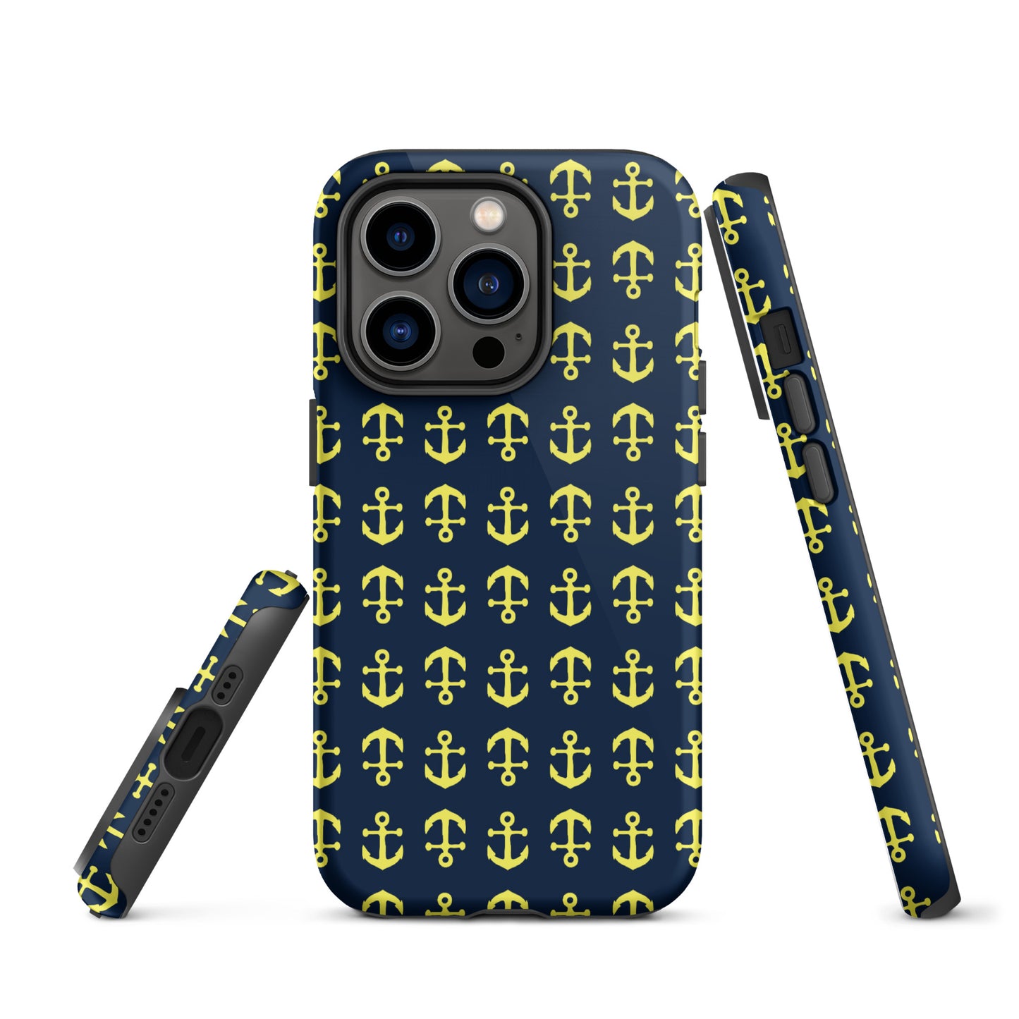 Anchor Toss iPhone Case - Yellow on Navy