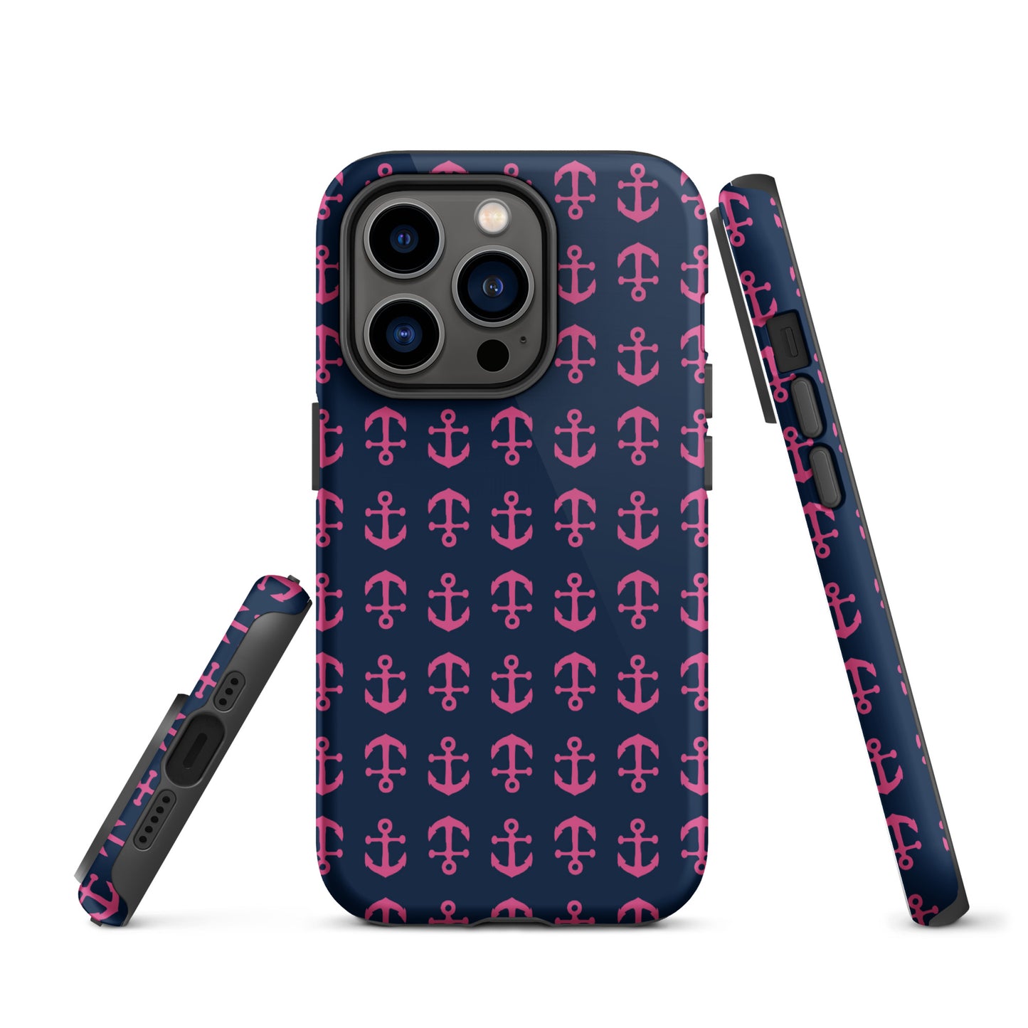 Anchor Toss iPhone Case - Pink on Navy