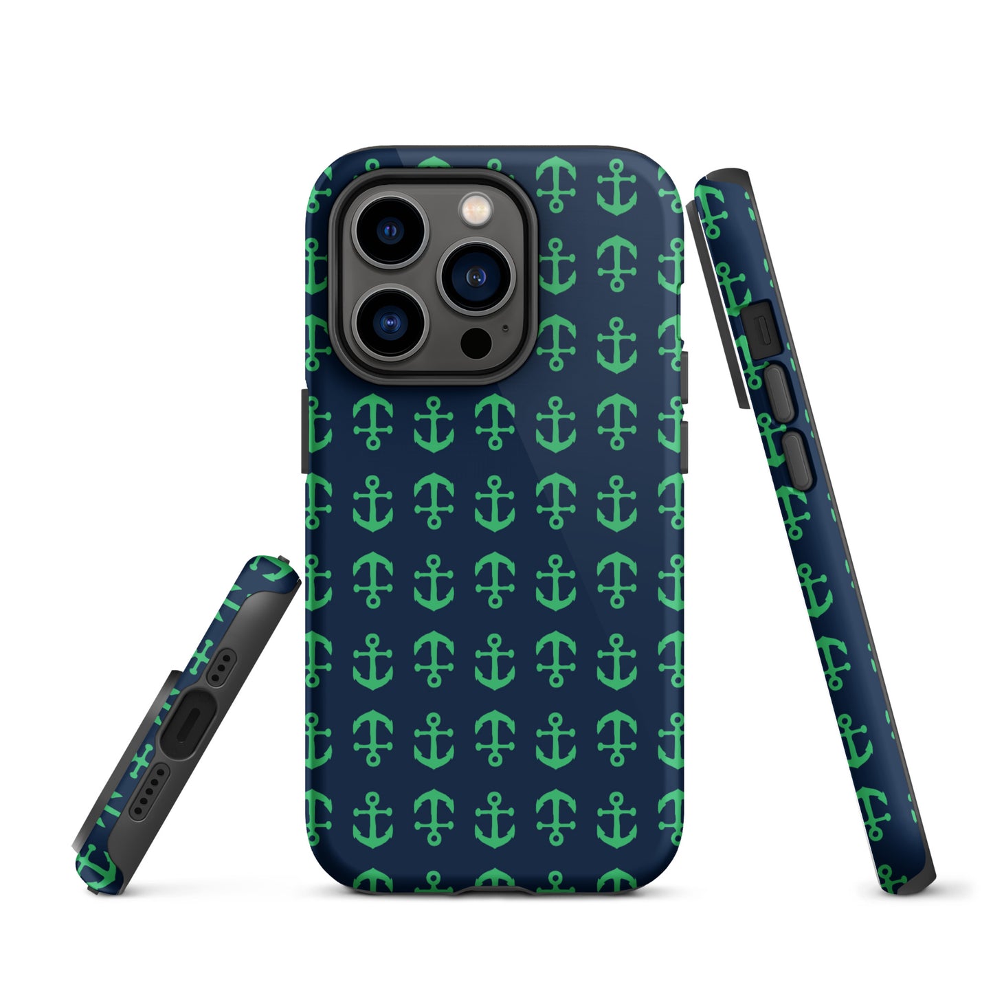 Anchor Toss iPhone Case - Green on Navy