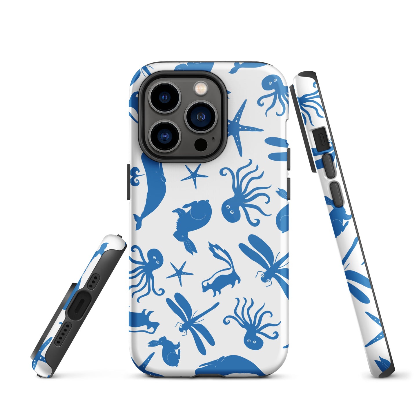 Multi Creature iPhone Case - Blue on White