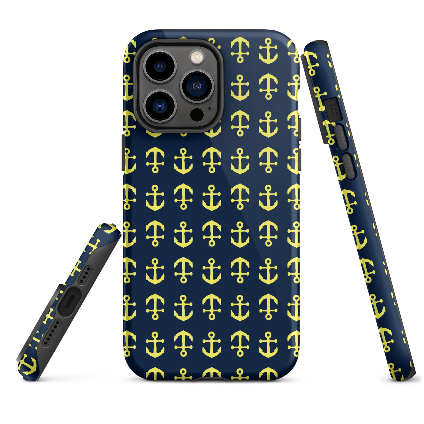 Anchor Toss iPhone Case - Yellow on Navy