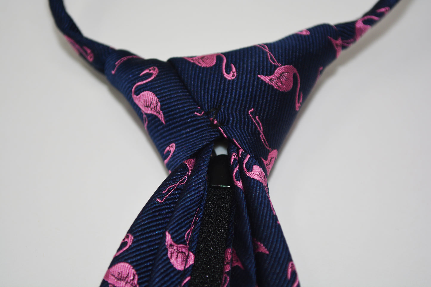 Flamingo Necktie - Pink on Navy, Woven Silk