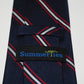 Red and White Stripes on Navy Necktie - Navy, Woven Silk