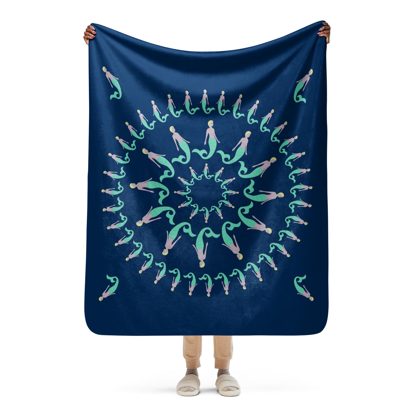Mermaid Sherpa blanket - Navy