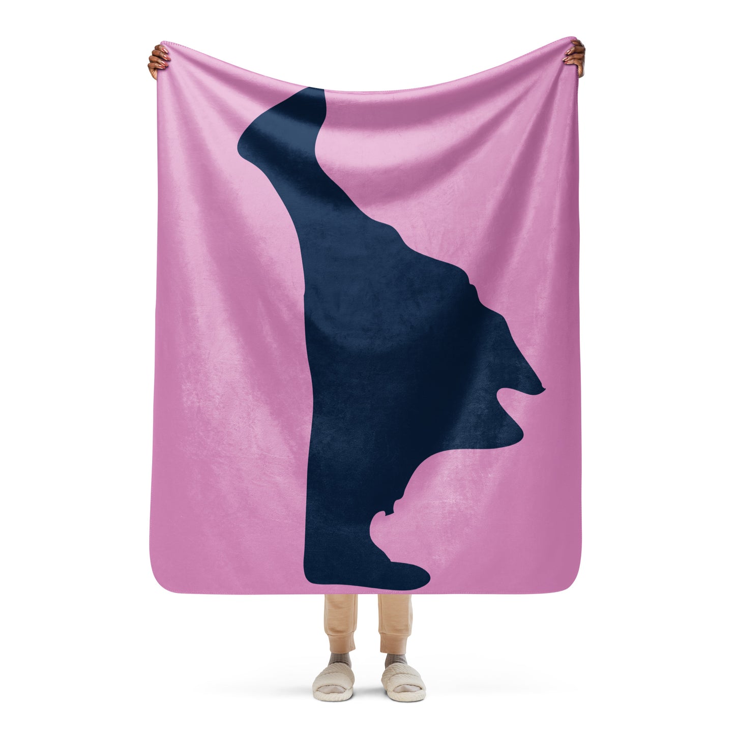 Martha's Vineyard Sherpa blanket - Navy on Pink