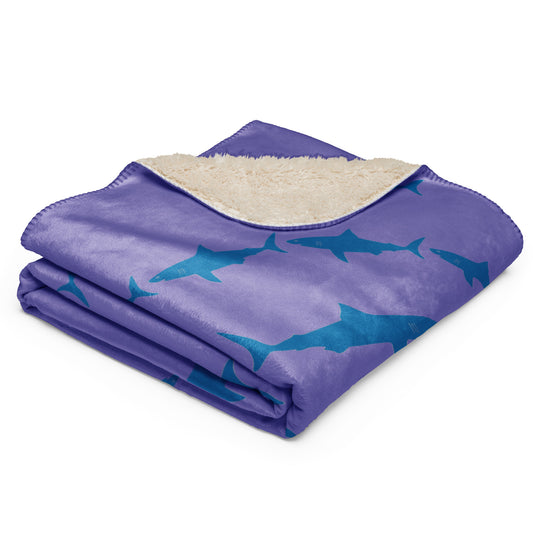 Shark Sherpa blanket - Blue on Purple