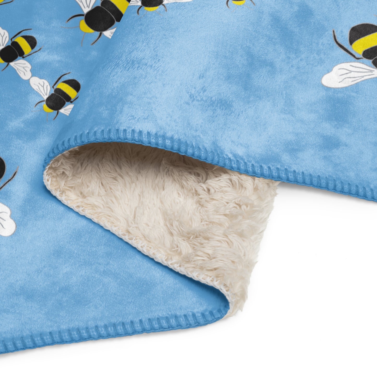 Bee Sherpa blanket - Sky Blue