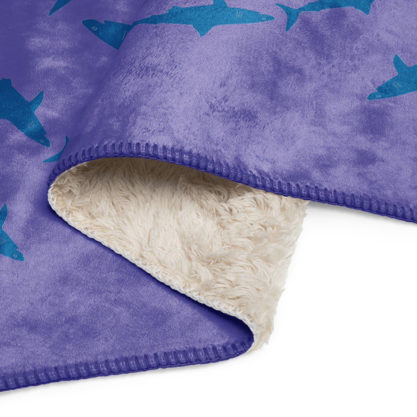 Shark Sherpa blanket - Blue on Purple