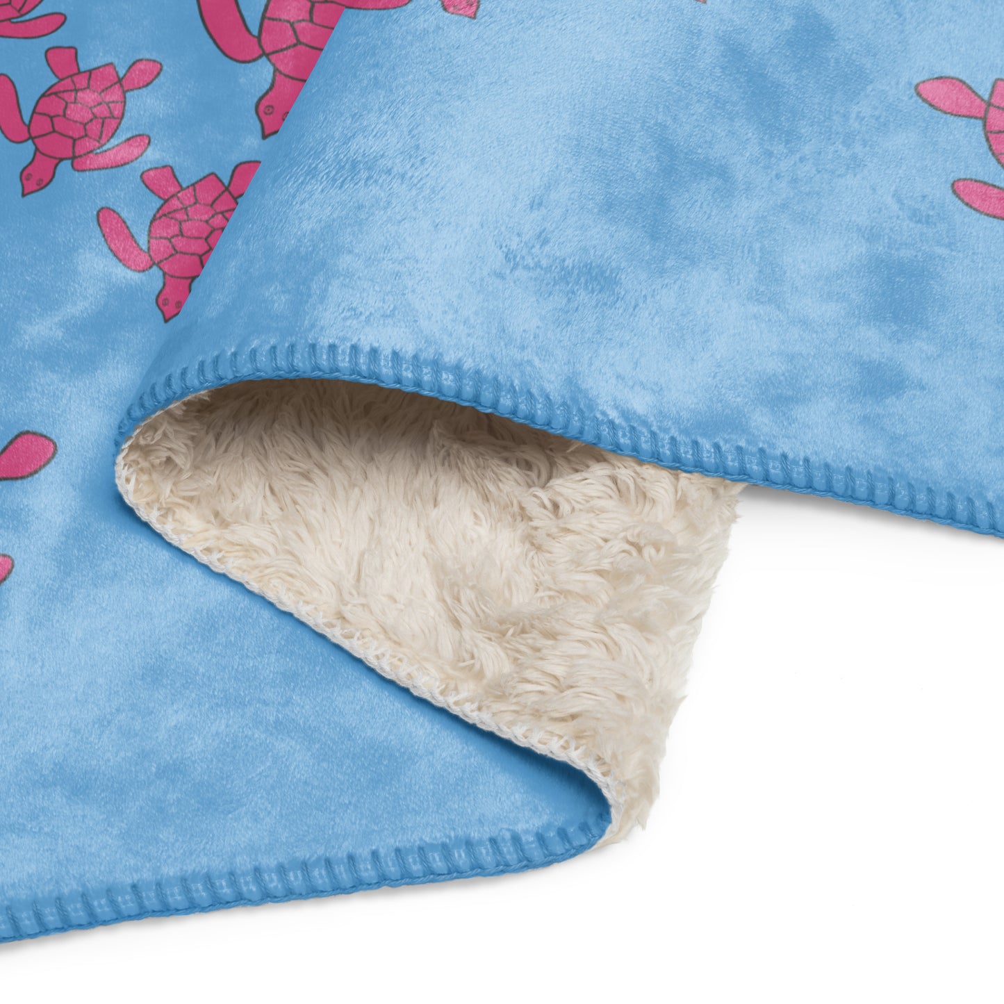Turtle Sherpa blanket - Pink on Blue