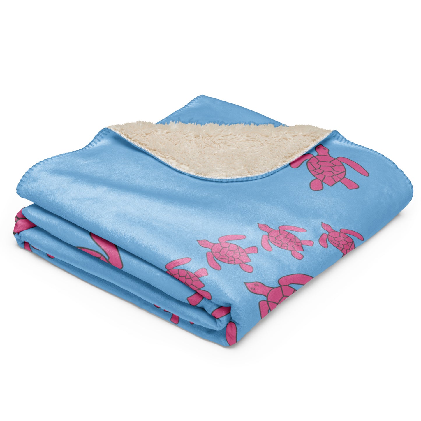 Turtle Sherpa blanket - Pink on Blue