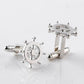 Ship Wheel Cufflinks - 3D, Silver - SummerTies