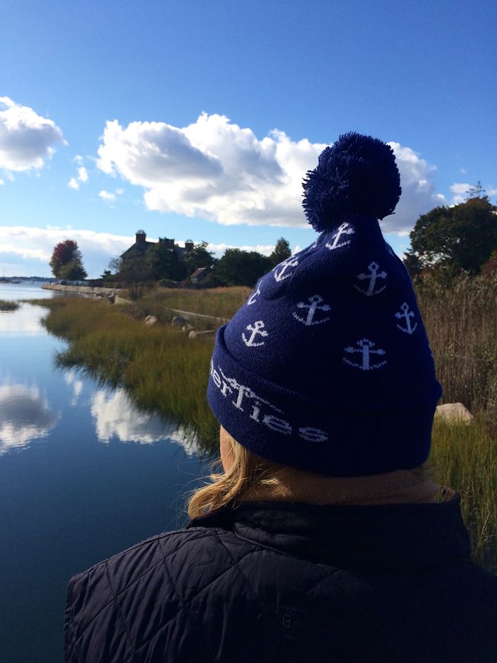 Anchor Winter Hat - White on Navy - SummerTies