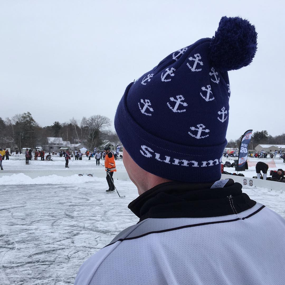 Anchor Winter Hat - White on Navy - SummerTies