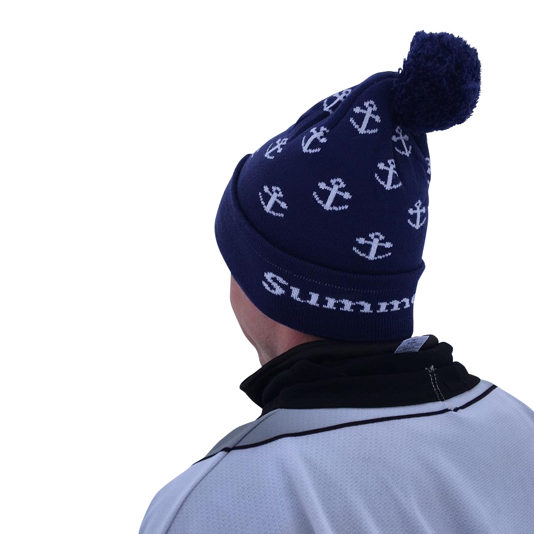 Anchor Winter Hat - White on Navy - SummerTies