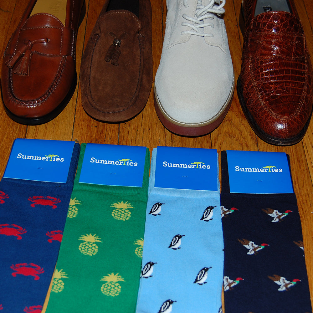 Penguin Socks - Blue - Men's Mid Calf - SummerTies