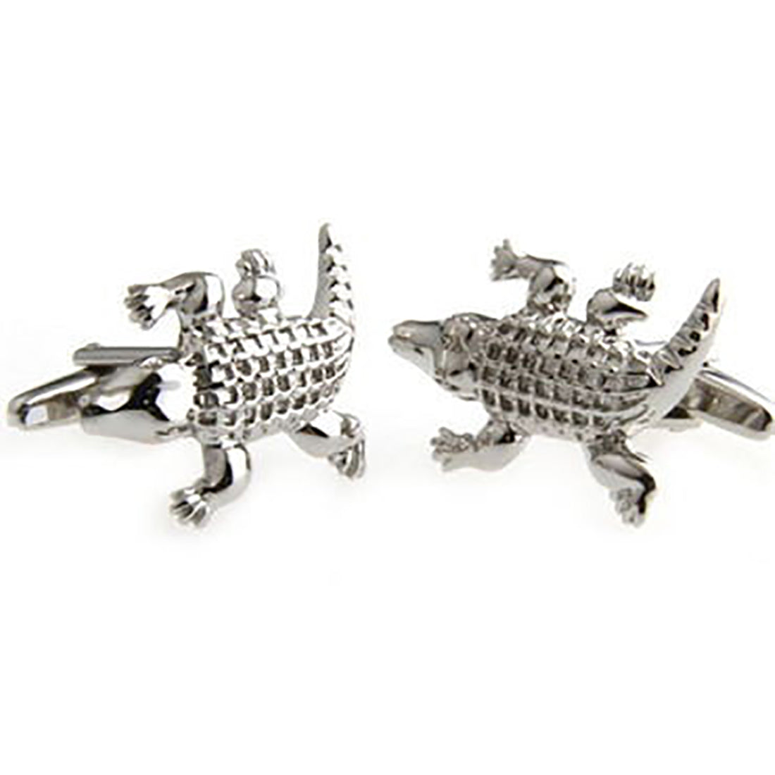 Alligator Cufflinks - 3D, Silver - SummerTies