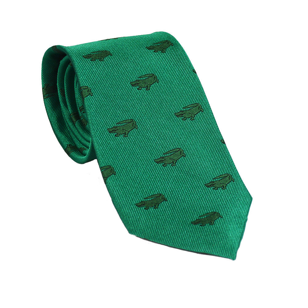 Alligator Necktie - Green, Woven Silk - SummerTies