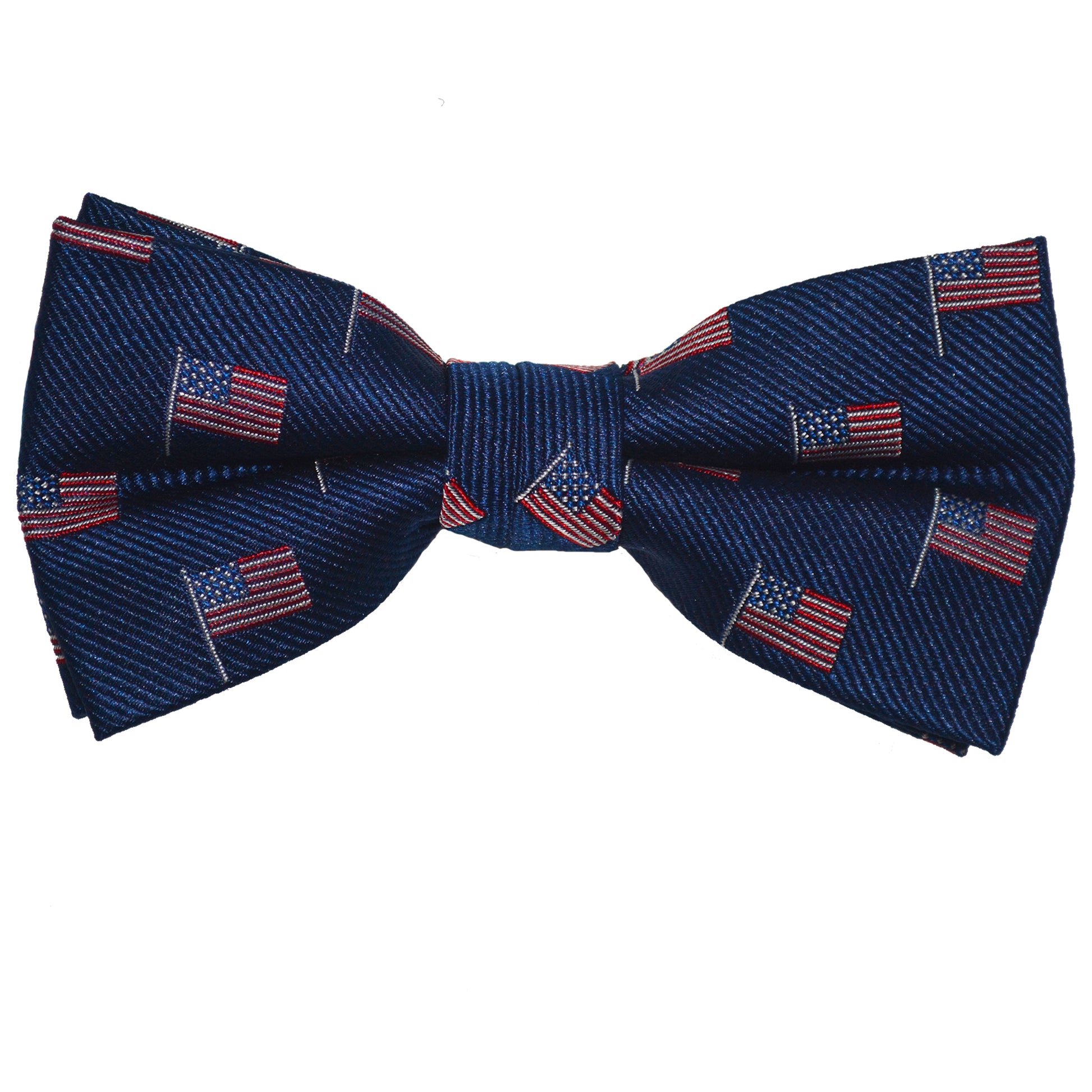 American Flag Bow Tie - Navy, Woven Silk, Pre-Tied for Kids - SummerTies