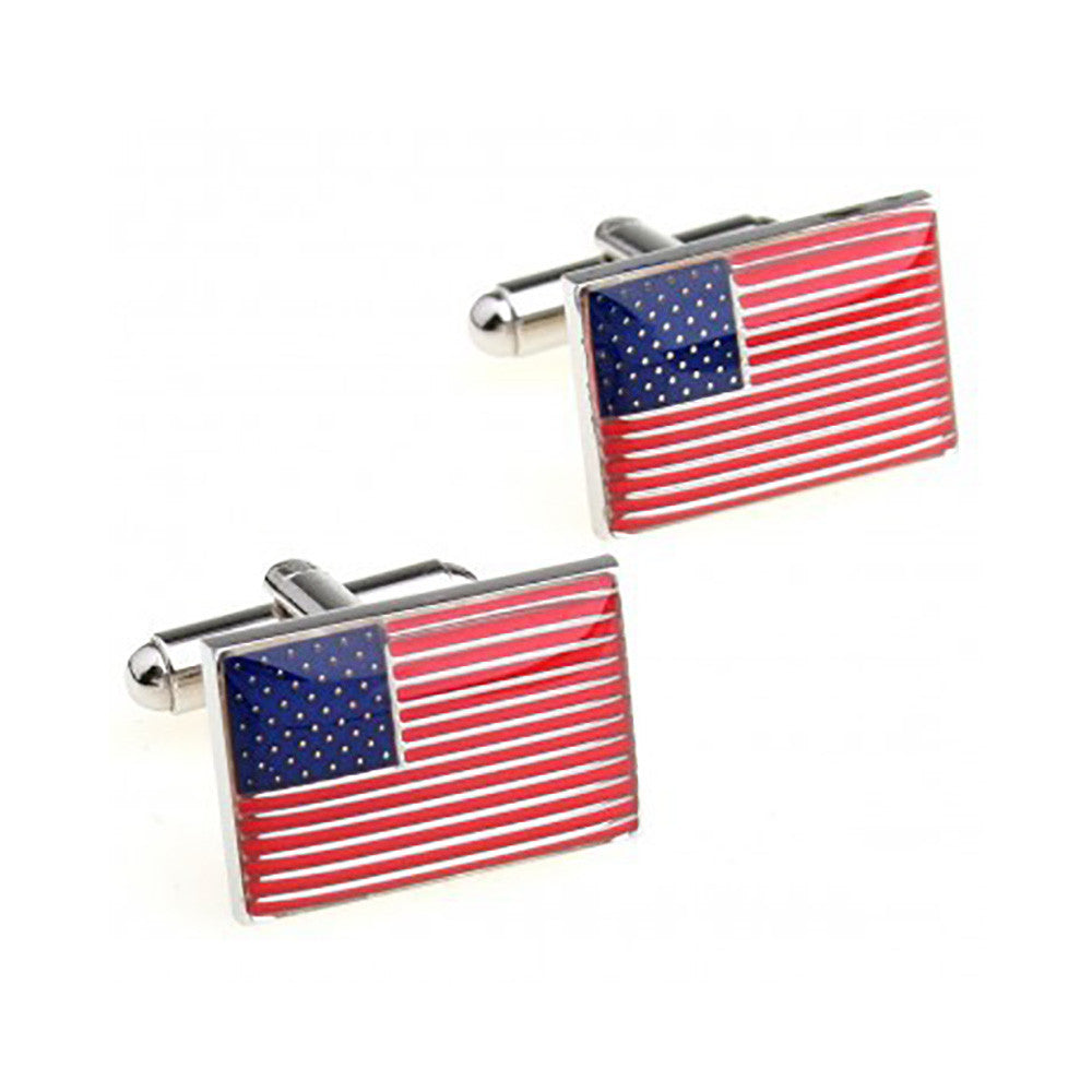 American Flag Cufflinks - 3D, Red-White-Blue - SummerTies
