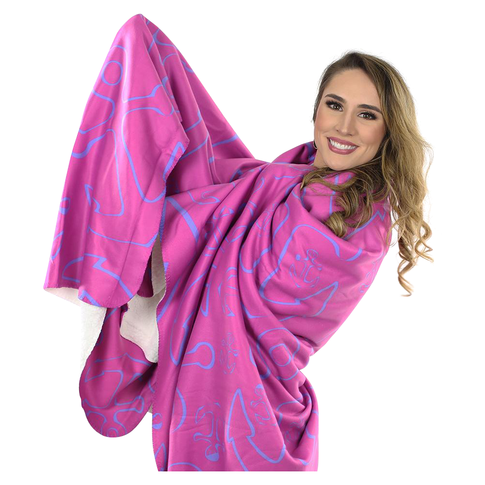Anchor Dream Fleece Blanket - Blue on Pink - SummerTies