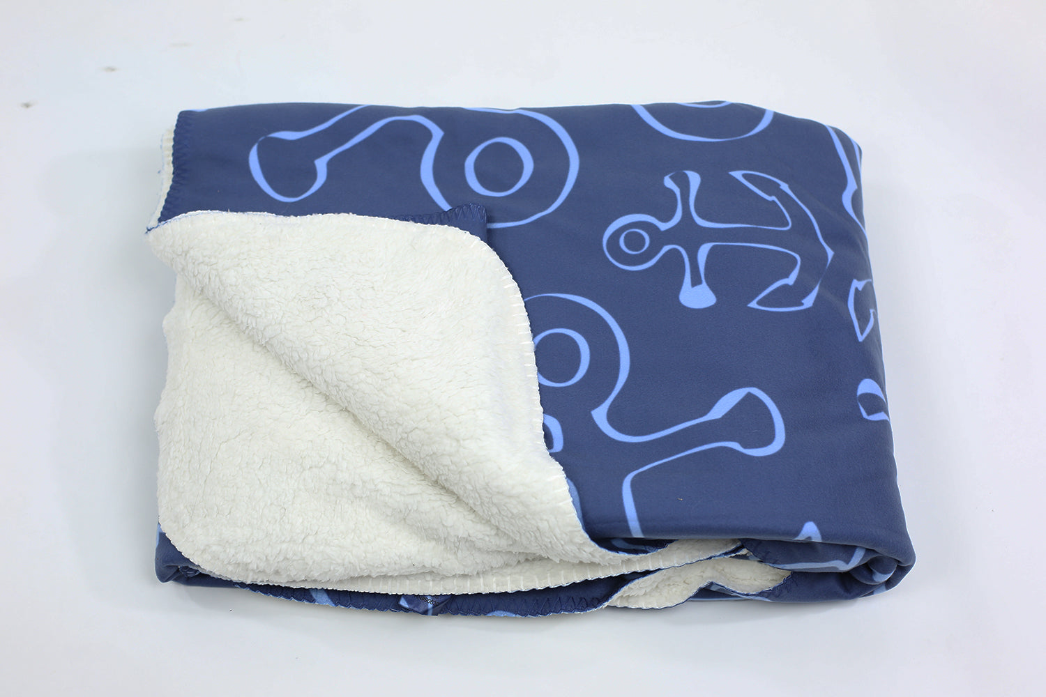 Anchor Dream Fleece Blanket - Blue on Navy - SummerTies