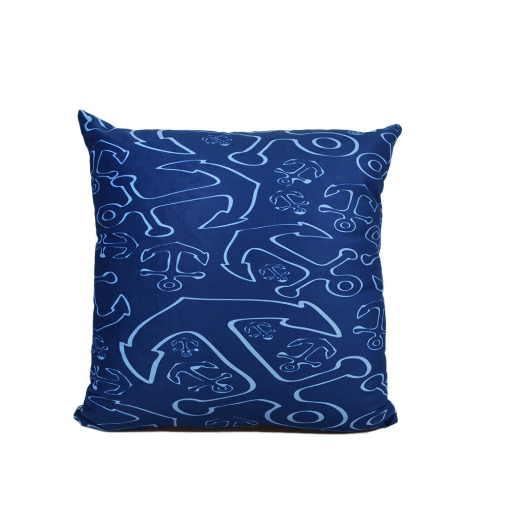 Anchor Dream Navy Pillow 16" x 16" - Faux Suede - SummerTies