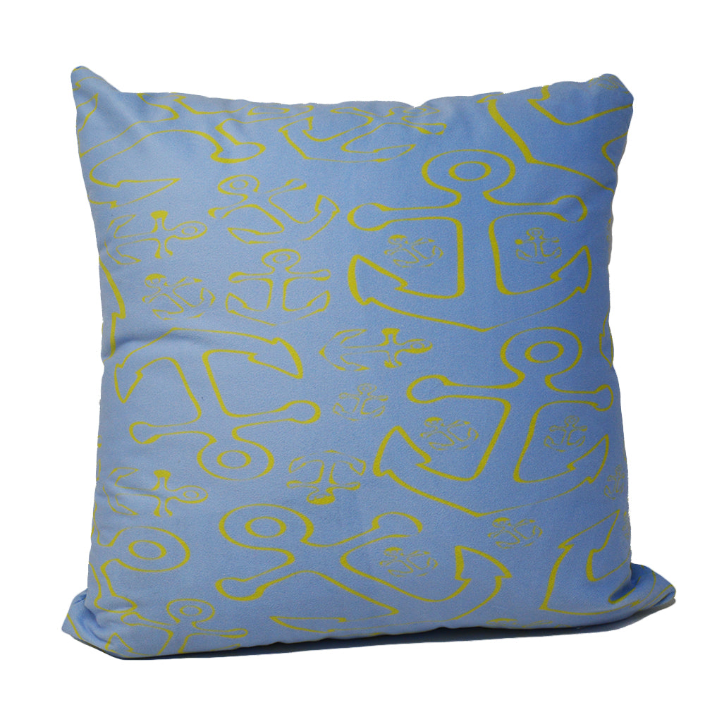 Anchor Dream Light Blue Pillow 16" x 16" - Faux Suede - SummerTies