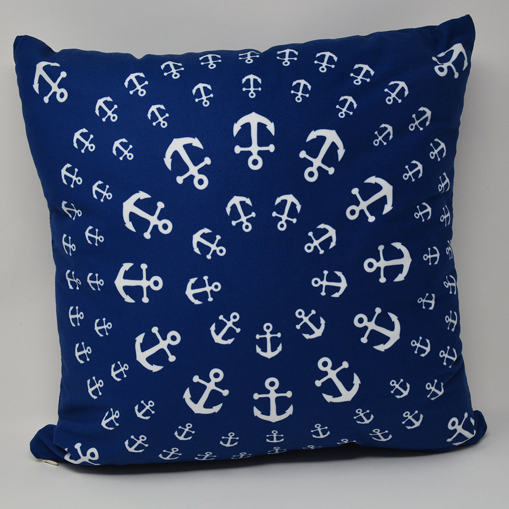 Anchor Pinwheel Pillow 16" x 16" - Faux Suede - SummerTies
