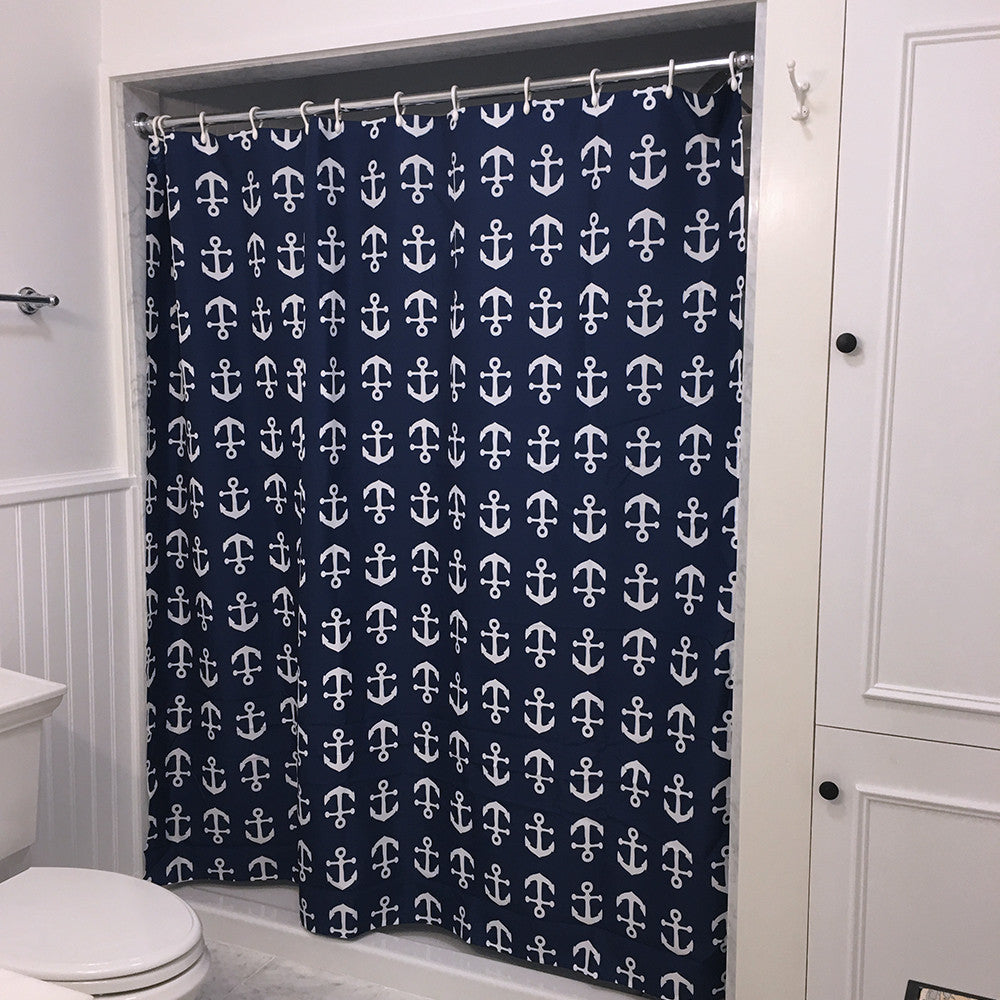 Anchor Toss Shower Curtain - Navy - SummerTies