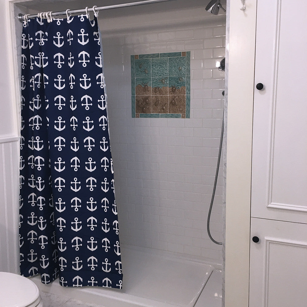 Anchor Toss Shower Curtain - Navy - SummerTies