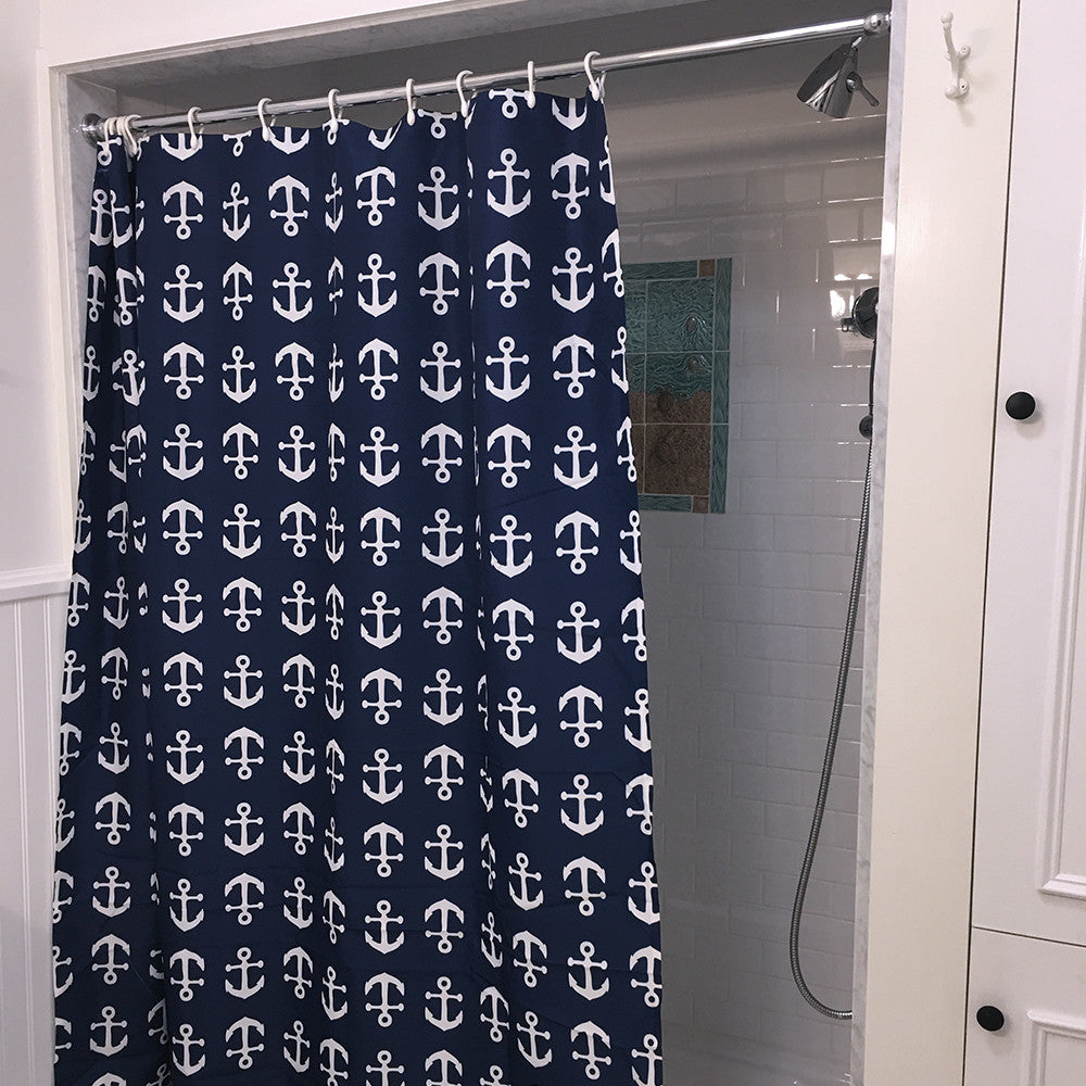Anchor Toss Shower Curtain - Navy - SummerTies