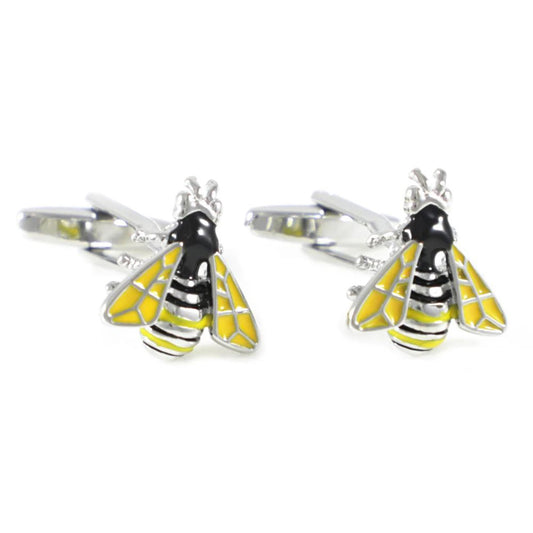 Bee Cufflinks - 3D, Yellow, Black - SummerTies