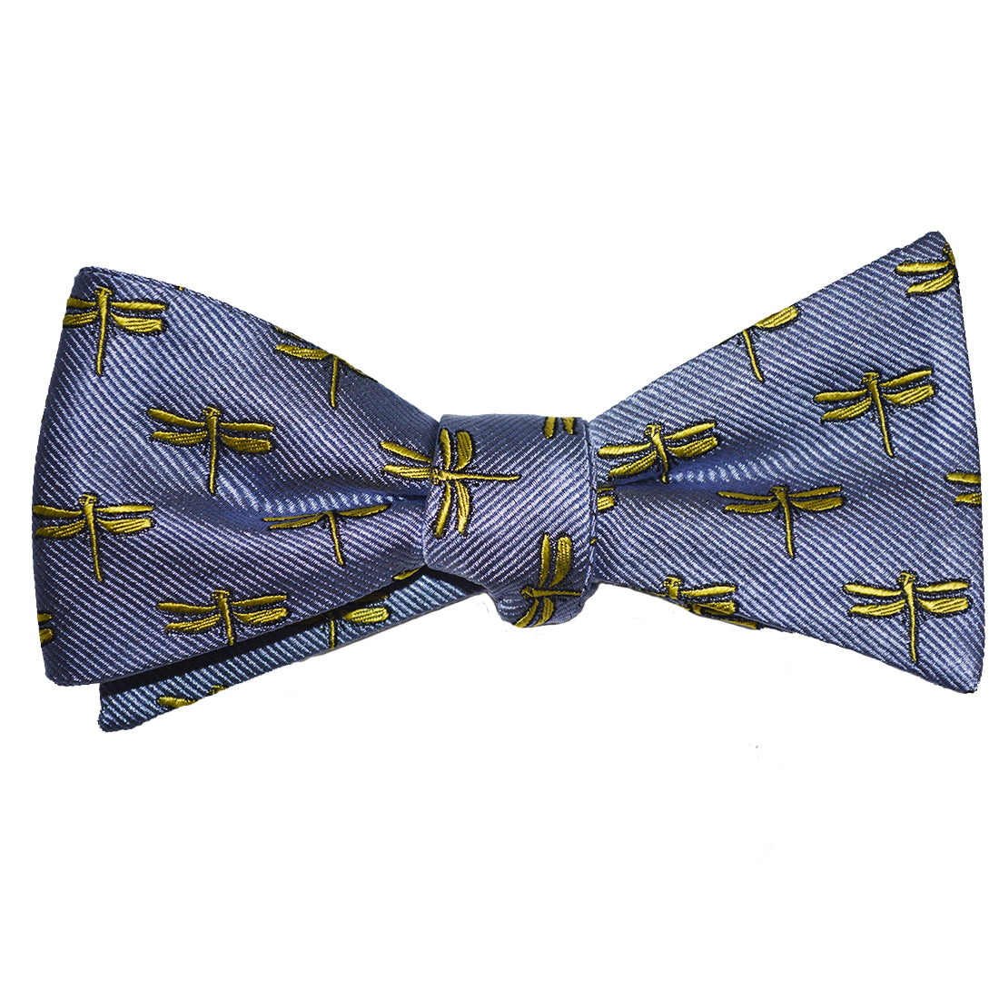 Dragonfly Bow Tie - Yellow on Gray, Woven Silk - SummerTies