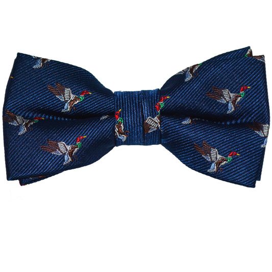 Duck Bow Tie - Navy, Woven Silk, Pre-Tied for Kids - SummerTies