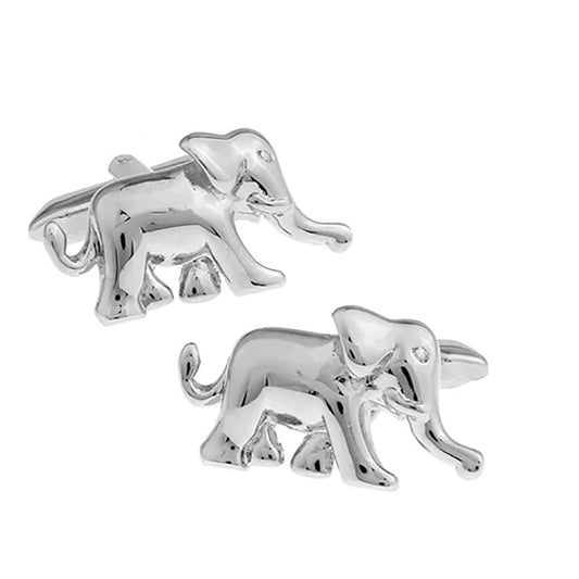 Elephant Cufflinks - 3D, Silver - SummerTies