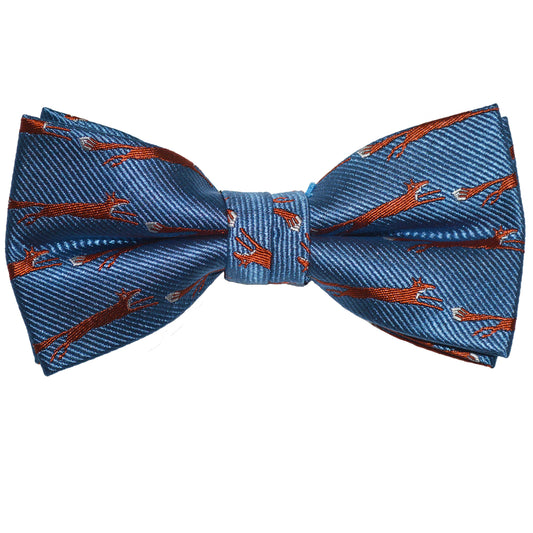 Fox Bow Tie - Blue, Woven Silk, Pre-Tied for Kids - SummerTies