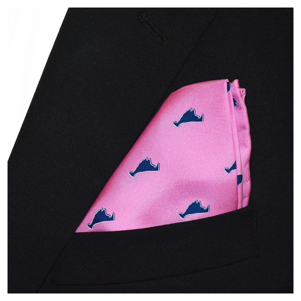 Martha's Vineyard Pocket Square - Navy on Pink - SummerTies