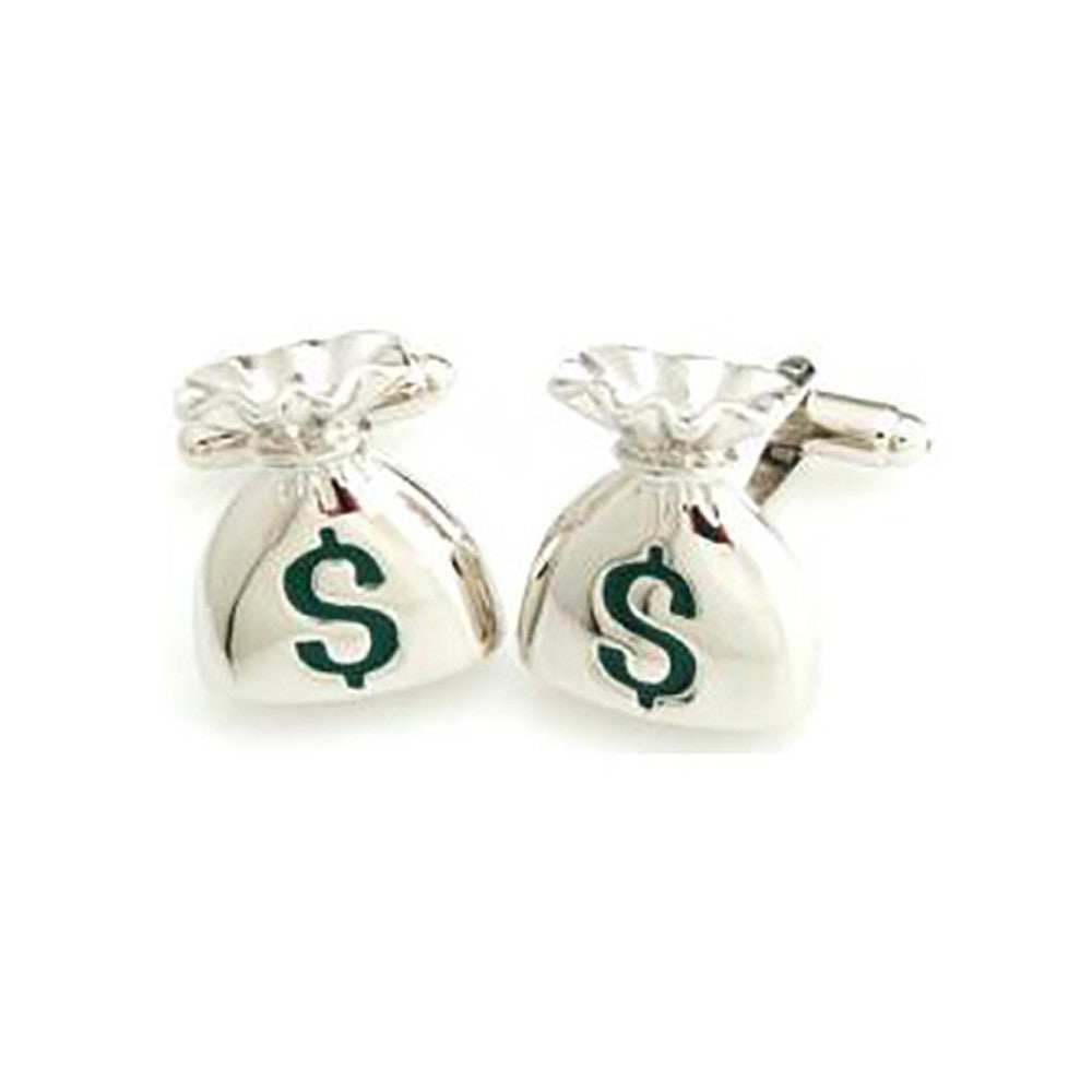 Money Bag Cufflinks - 3D, Green - SummerTies