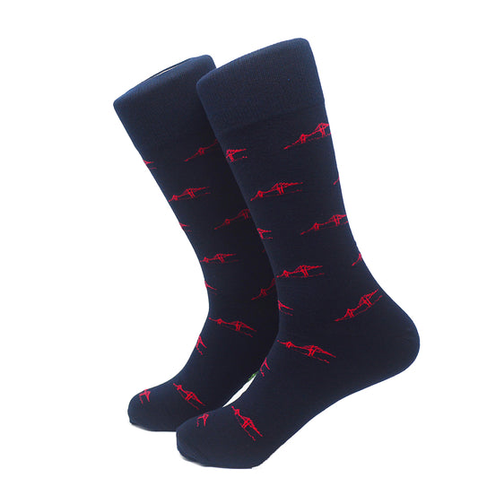 Newport Bridge Socks - Men's Mid Calf - Navy - SummerTies