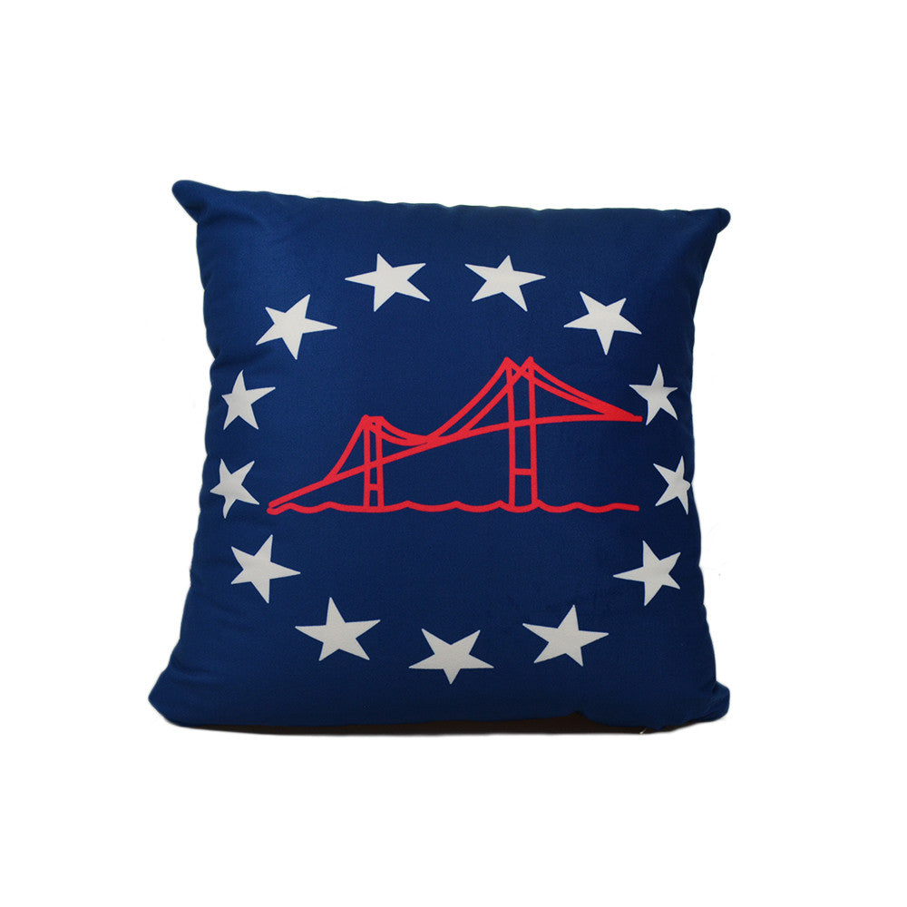 Newport Bridge 4th of July Pillow 16" x 16" - Faux Suede - SummerTies