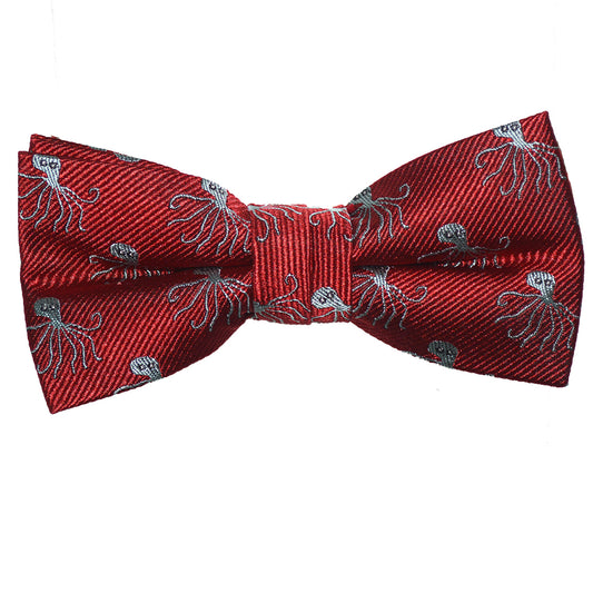 Octopus Bow Tie - Red, Woven Silk, Pre-Tied for Kids - SummerTies