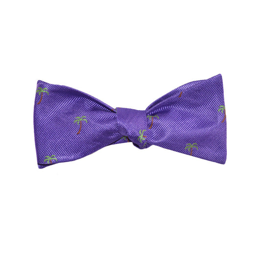 Palm Tree Bow Tie - Purple, Woven Silk - SummerTies