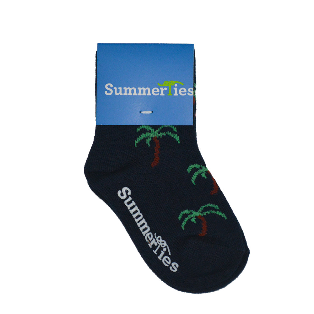 Palm Tree Socks - Toddler Crew Sock - Navy - 5 Pairs - SummerTies